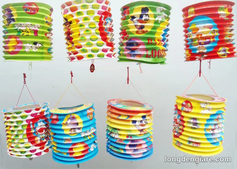 Lồng đèn ống giấy xếp cỡ nhỏ nhiều màu
